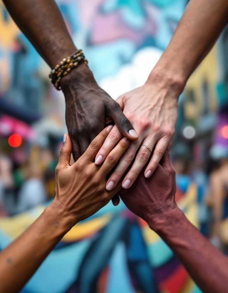 Hands connecting — reach out